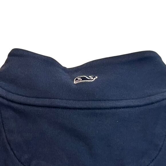 Vineyard Vines Sweater Womens Medium Navy Blue Quarter Zip Cotton Fall Pullover - Picture 10 of 12